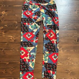 LuLaRoe Kids Leggings with Red and Blue Patchwork